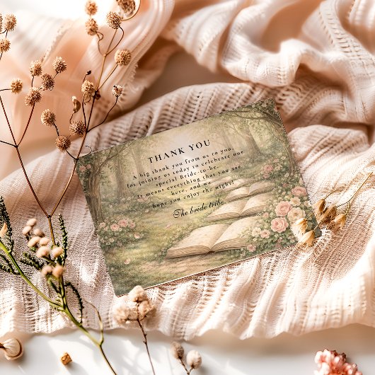 Floral A New Chapter Bridal Shower サンキューカード