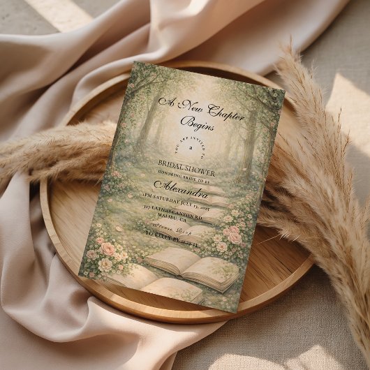 Floral A New Chapter Bridal Shower 招待状