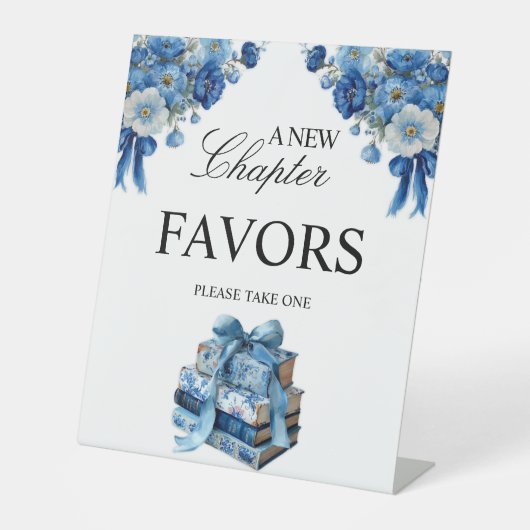 Floral A New Chapter Bridal Shower Tabletop Sign 台座サイン (正面)