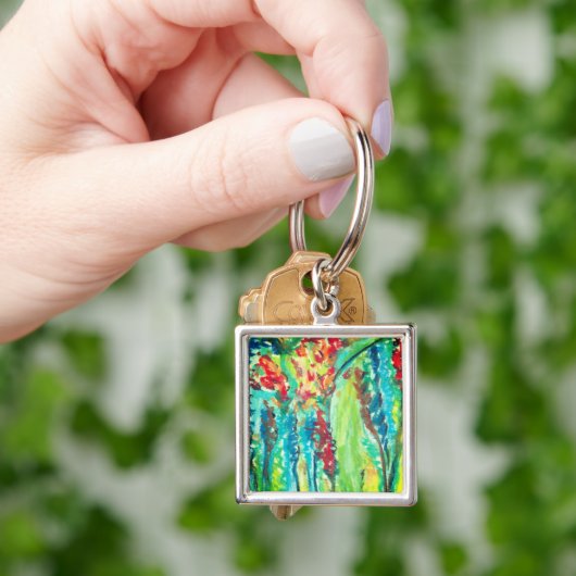 Floral Abstract Art Keychain – Colorful Nature-Ins キーホルダー (手)