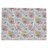 Floral Abstract Doodle Art Style Pink Blue Yellow ラージペーパーバッグ (裏面)