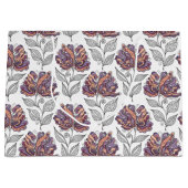 Floral Abstract Doodle Art Style Pink Purple ラージペーパーバッグ (正面)