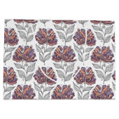 Floral Abstract Doodle Art Style Pink Purple ラージペーパーバッグ (裏面)