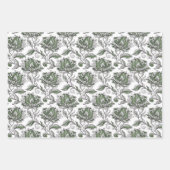 Floral Abstract Doodle Art Style Shades of Green ラッピングペーパーシート (正面2)