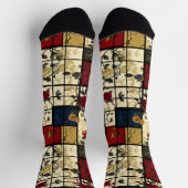 Floral Abstract with Elegant Geometric Design ソックス (上部)