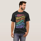 Floral Accept Adapt Advocate Inclusion Tシャツ (正面フル)