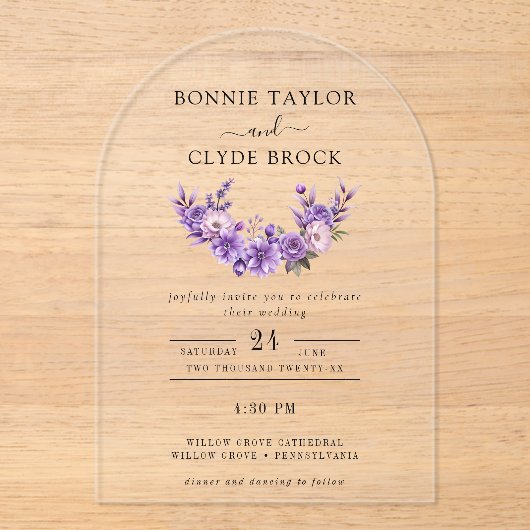 Floral Acrylic Arch Wedding Invitation Suite アクリル招待状 (正面)