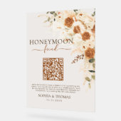 Floral Acrylic Honeymoon Fund QR Code Wedding アクリルサイン (傾斜)