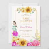 Floral aesthetic baby shower 招待状 (正面)