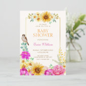 Floral aesthetic baby shower 招待状 (スタンド正面)