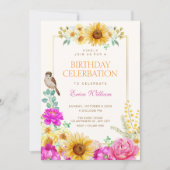 Floral aesthetic birthday 招待状 (正面)