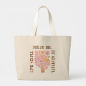 Floral Aesthetic Motivational Gift Tote bag ラージトートバッグ (裏面)