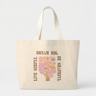 Floral Aesthetic Motivational Gift Tote bag ラージトートバッグ