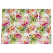 Floral Alcohol Ink Style Pattern ラージペーパーバッグ (正面)