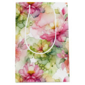 Floral Alcohol Ink Style Pattern Wine Small and ミディアムペーパーバッグ (正面)