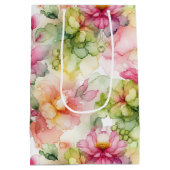 Floral Alcohol Ink Style Pattern Wine Small and ミディアムペーパーバッグ (裏面)