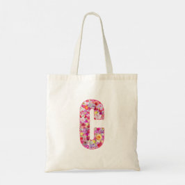Floral Alphabet Letter C トートバッグ