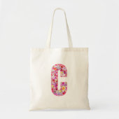 Floral Alphabet Letter C トートバッグ (正面)