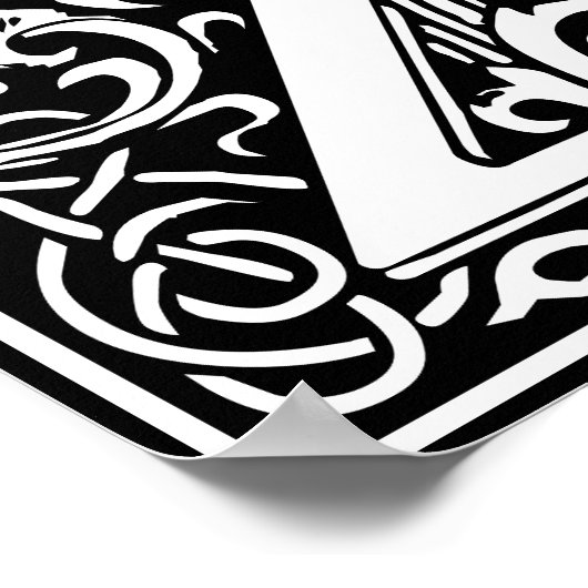 Floral Alphabet Monogram Letter Z  ポスター (角)