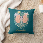 Floral Anatomical Kidney Nephrology Nurse and Tech クッション (ブランケット)