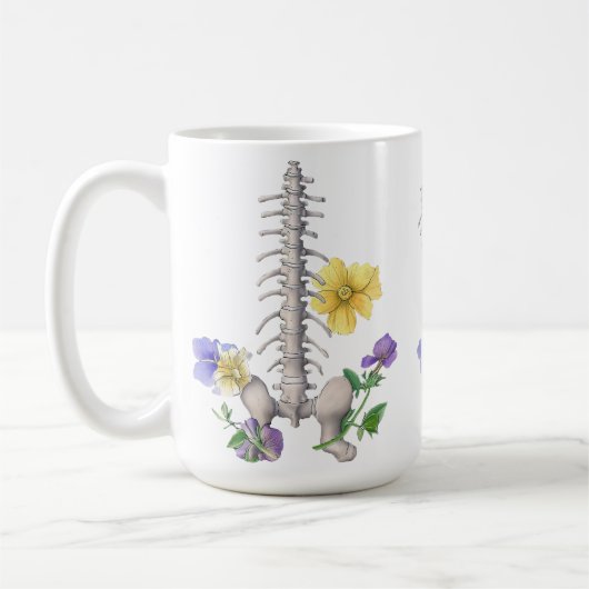 Floral Anatomy - Vertebrae, Hip Bone コーヒーマグカップ (左)