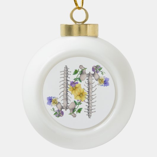 Floral Anatomy - Vertebrae, Hip Bone セラミックボールオーナメント (正面)