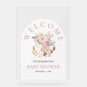 Floral Anchor Girl Arch Baby Shower Welcome アクリルサイン (正面)
