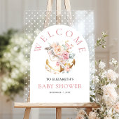 Floral Anchor Girl Arch Baby Shower Welcome アクリルサイン