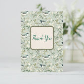 Floral and Bird Thank You Card in Sage Green サンキューカード (スタンド正面)