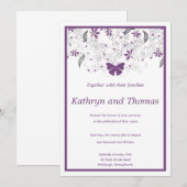 Floral and butterfly wedding invitation 招待状 (正面/裏面)