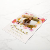 Floral and Gold Foil Graduation Announcement 箔招待状 (回転した状態)
