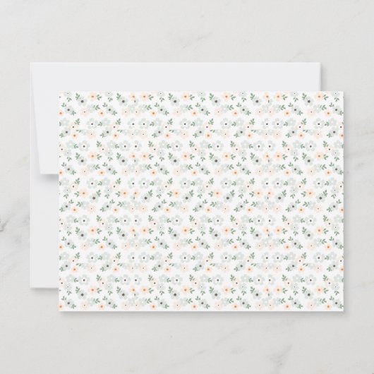 Floral and Green Monogram Note Card ノートカード (裏面)