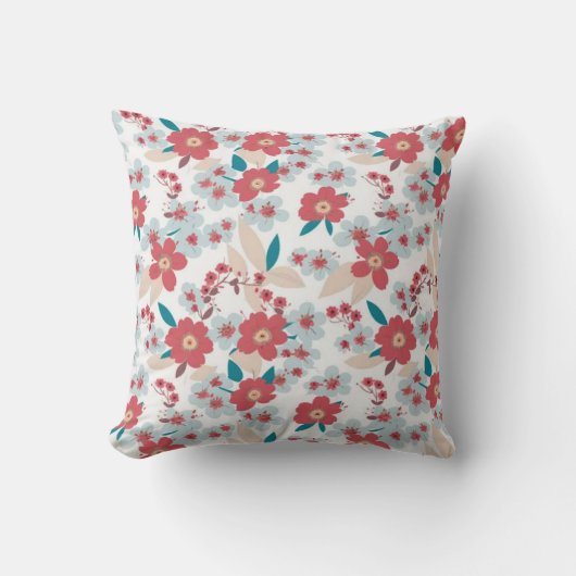 Floral and Leaves Bouquets  Green Background クッション (正面)