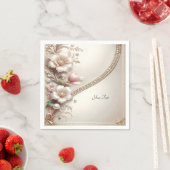 Floral and Pearl Embellishments スタンダードカクテルナプキン (インサイチュ)