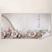 Floral and Pearl Embellishments Beach Towel ビーチタオル (正面)