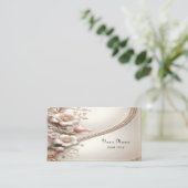 Floral and Pearl Embellishments Business Card 名刺 (スタンド正面)