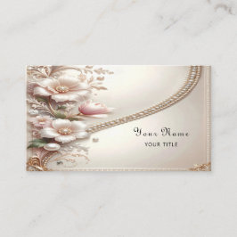 Floral and Pearl Embellishments Business Card 名刺