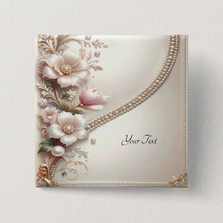Floral and Pearl Embellishments Button 缶バッジ