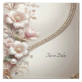 Floral and Pearl Embellishments Ceramic Tile タイル