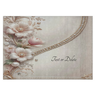 Floral and Pearl Embellishments Cutting Board カッティングボード