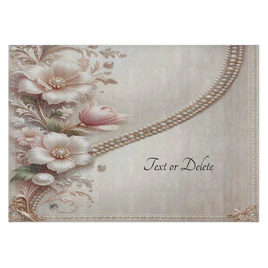 Floral and Pearl Embellishments Cutting Board カッティングボード (正面)