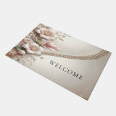 Floral and Pearl Embellishments Doormat ドアマット (アングル)