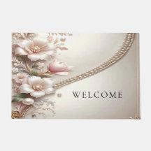 Floral and Pearl Embellishments Doormat