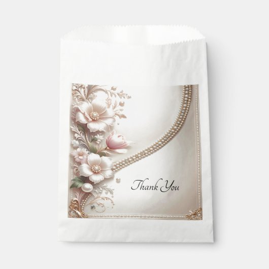 Floral and Pearl Embellishments Favor Bag フェイバーバッグ (正面)