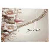 Floral and Pearl Embellishments Gift Bag ラージペーパーバッグ (裏面)