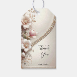 Floral and Pearl Embellishments Gift Tag ギフトタグ