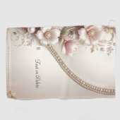 Floral and Pearl Embellishments Golf Towel ゴルフタオル (横)