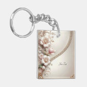 Floral and Pearl Embellishments Keychain キーホルダー (正面左)