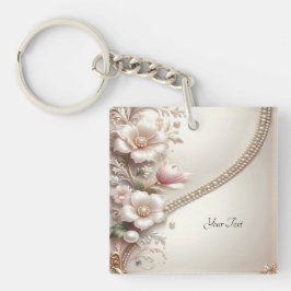 Floral and Pearl Embellishments Keychain キーホルダー