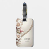 Floral and Pearl Embellishments Luggage Tag ラゲッジタグ (裏面縦)